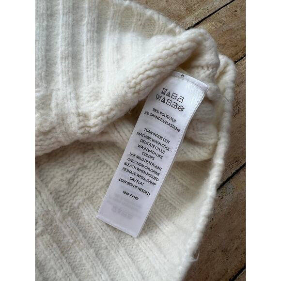 JOIE Cream Cable Knit Fisherman Preppy Cozy Soft Boho Crewneck Sweater M NEW - Picture 5 of 5